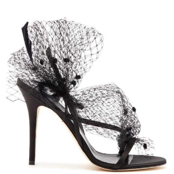 Mesh-Trim Satin Sandals - Picture 4 of 10